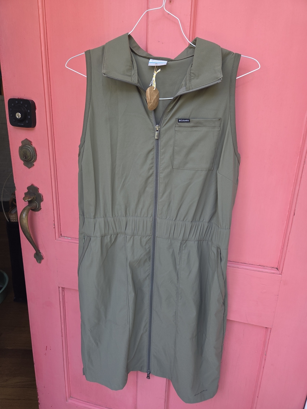 Columbia Women's Olive Sleeveless Utility Zip Dress - Picture 2 of 5